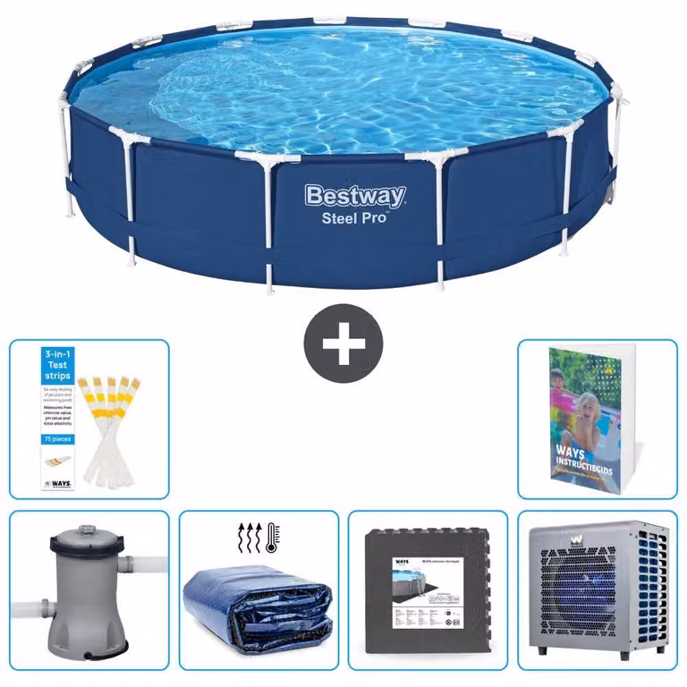 Bestway Steel Pro, piscina in acciaio, rotonda - 396x84 cm - composta da 5 parti, modello S190