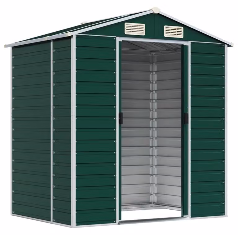 Capanno per attrezzi Groen - 191x130x198 cm - Acciaio zincato - Con ventilazione, ideale per lo stoccaggio in giardino