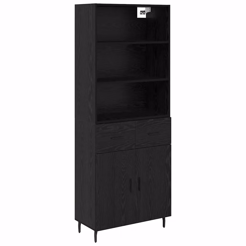 Credenza moderna vidaXL in legno e vetro, colore nero, L/P/H: 69,5 x 34 x 180 cm – 2