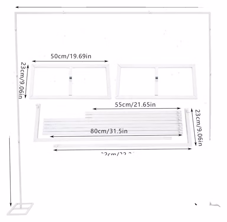 Stand per matrimoni, struttura in ferro, design moderno, 2,4 m, BIANCO