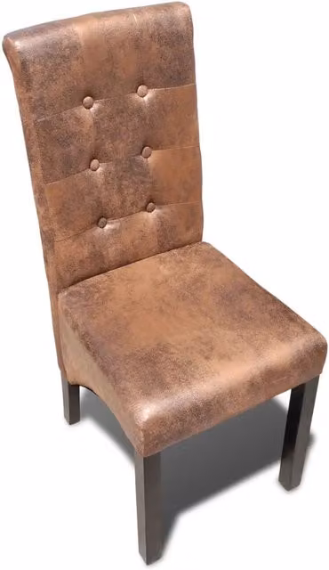 Set di 2 sedie da pranzo vidaXL in similpelle marrone con gambe in legno per cucina e sala da pranzo