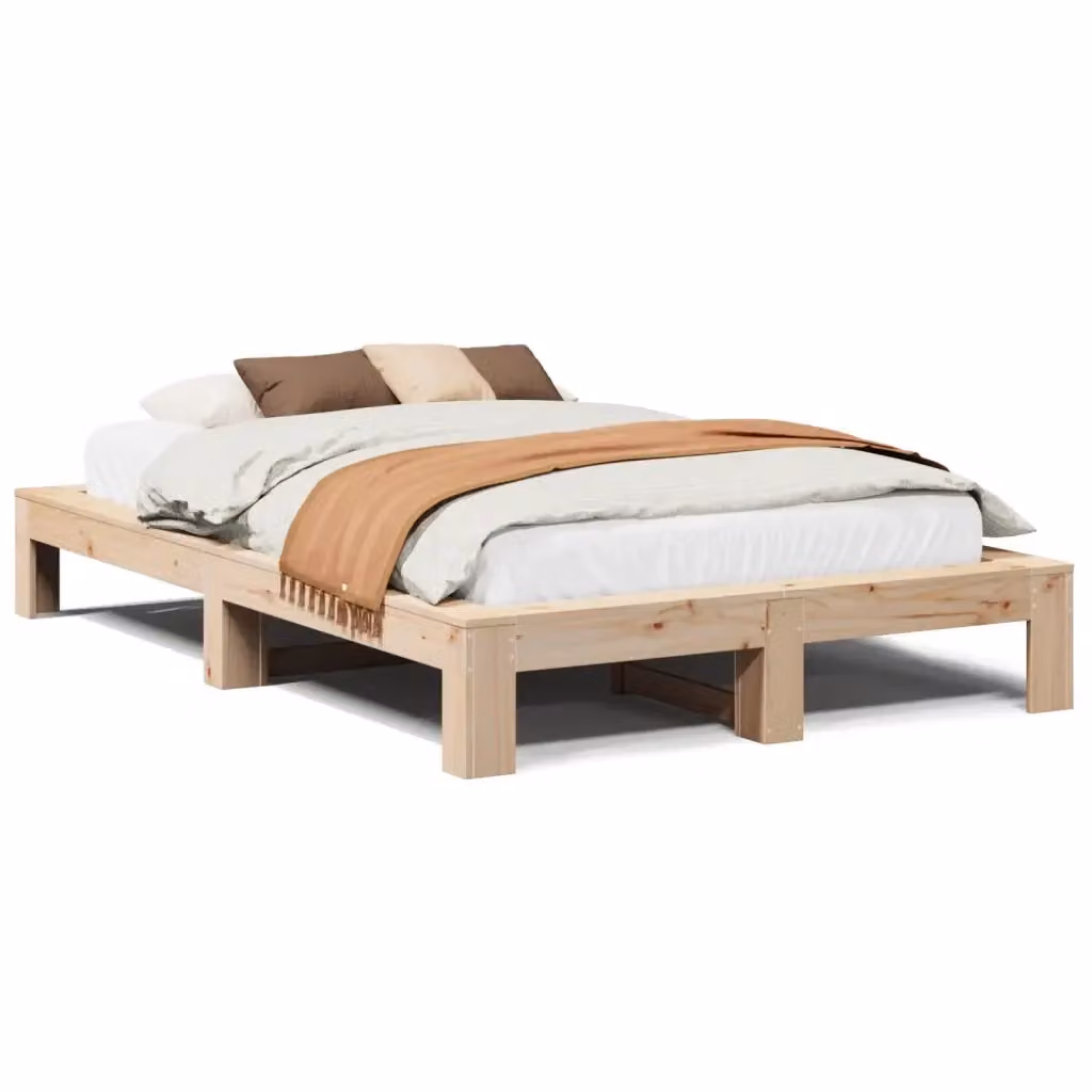 Letto senza materasso vidaXL in legno massello di pino naturale stile rustico L/P/H: 200 x 120 x 31,5 cm – 2
