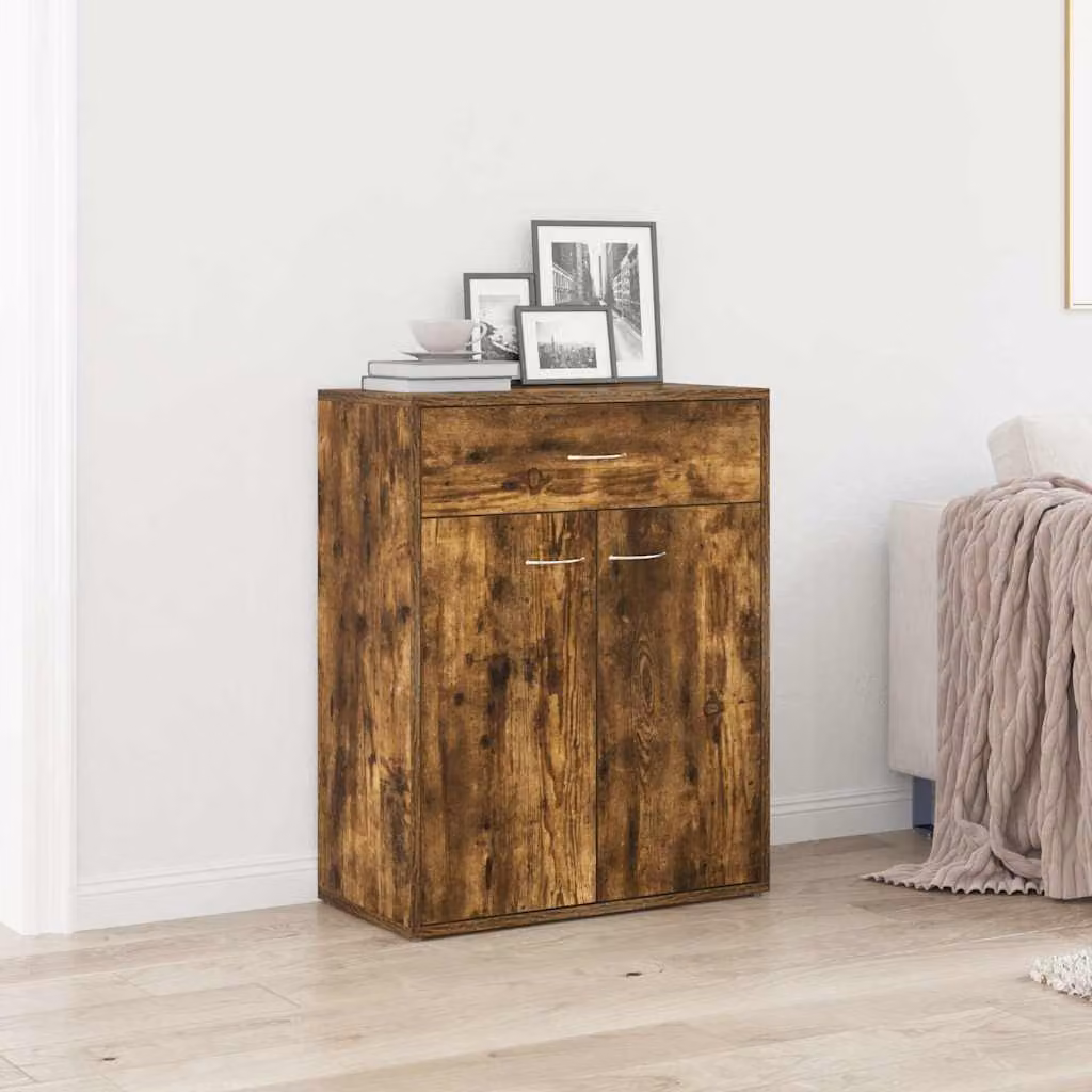 Credenza vidaXL in Rovere Fumo e Legno Multistrato, L 60 cm x P 30 cm x H 75 cm