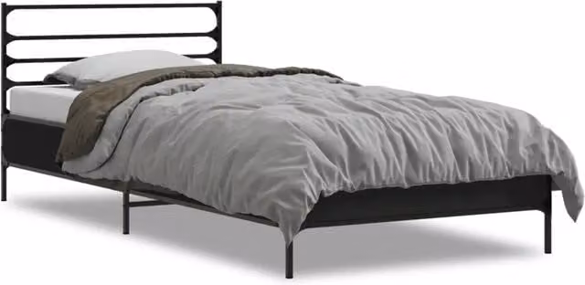 Letto singolo Design In nero in legno multistrato e metallo L/P/H: 203 x 90 x 74 cm – 1