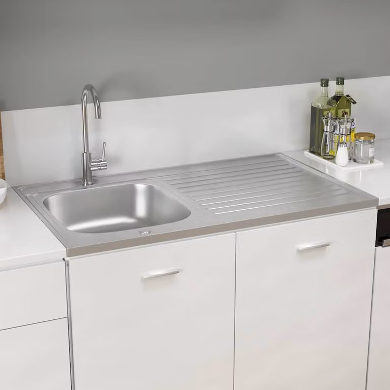 Lavello da cucina con scarico vidaXL in acciaio colore argento L: 100 cm, P: 60 cm, H: 15,5 cm