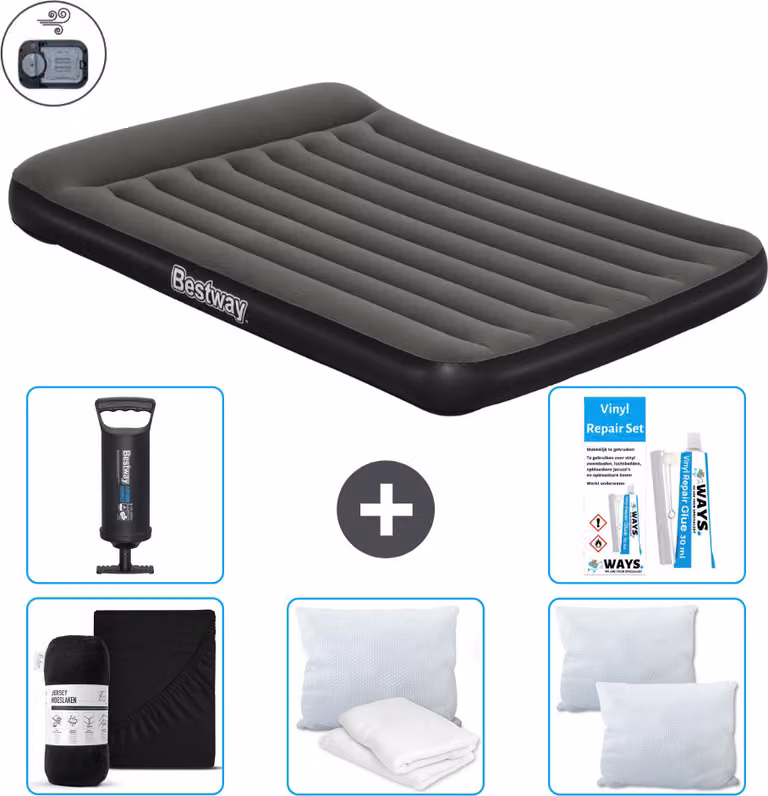 Materasso gonfiabile Bestway - 2 persone - 152 x 203 x 30 cm - Verde - Accessori inclusi