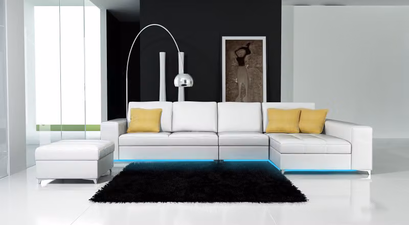 Ledersofa Sofa Couch Wohnlandschaft Ecksofa Eck Garnitur Design Modern K5005