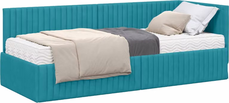 Struttura Letto Angolare con Materasso 2 pcs Turchese Velluto