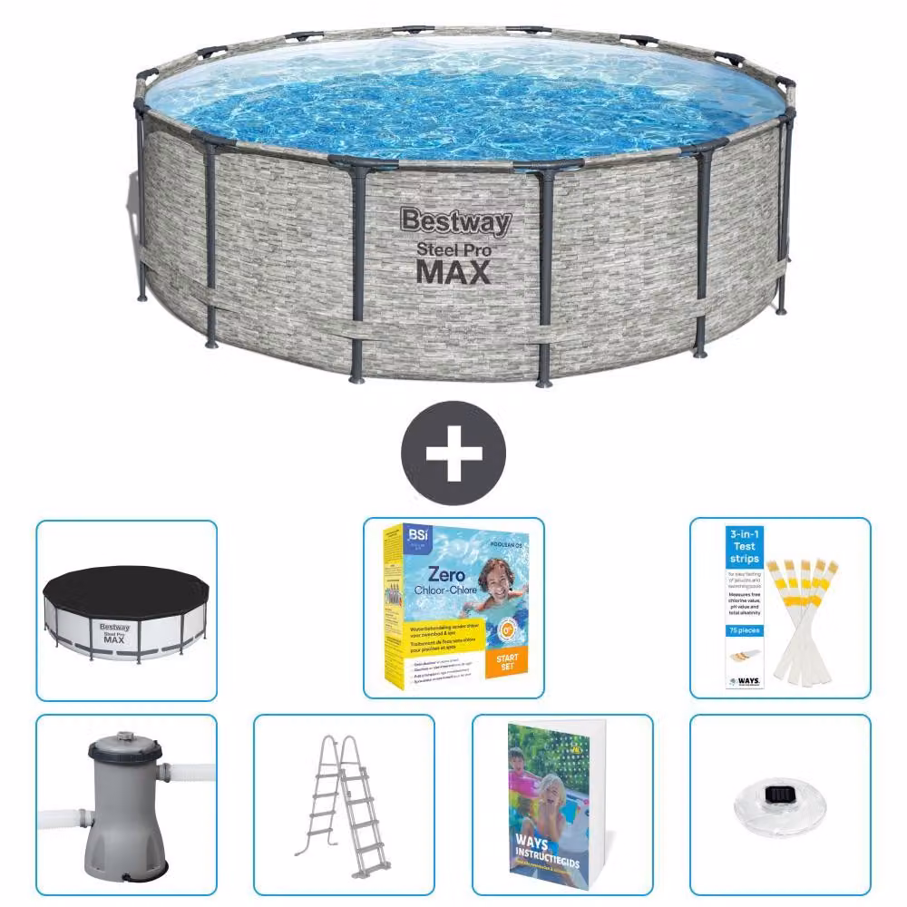 Piscina gonfiabile Bestway Steel Pro MAX, rotonda, 427x122 cm, composta da 6 parti, modello S526