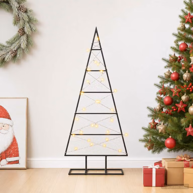 Albero di Natale moderno in metallo vidaXL KUOPIO con luci LED bianco caldo