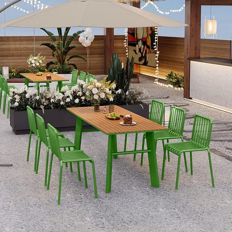 Set di mobili da giardino, set di mobili da giardino 7pcs, set da pranzo all'aperto tavolo e sedie combinato, set di un tavolo 160x80x75cm e 6 sedie verde /YZLY6/