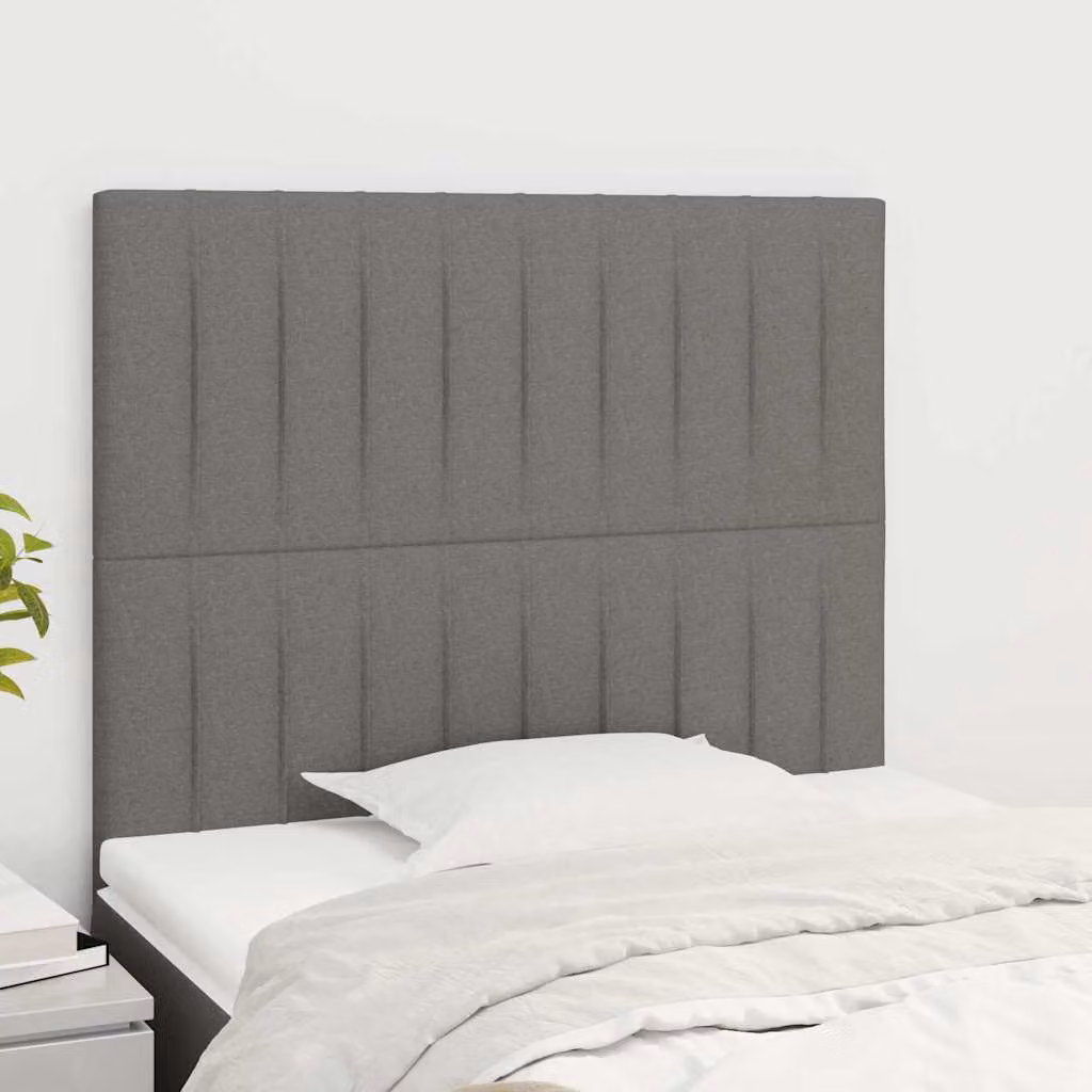 Testiera per letto imbottita vidaXL in tessuto grigio con struttura in legno di larice L: 90 cm, P: 5 cm, H: 118-128 cm