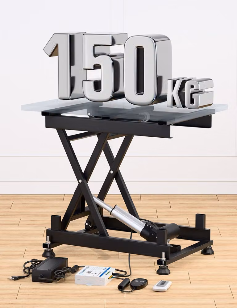Tavola di sollevamento elettrica a forbice, capacità 150 kg, altezza 210-580 mm, alimentazione AC/DC