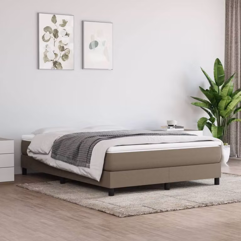 Maison Exclusive - Giroletto a Molle con Materasso Tortora 160x200 cm in Tessuto