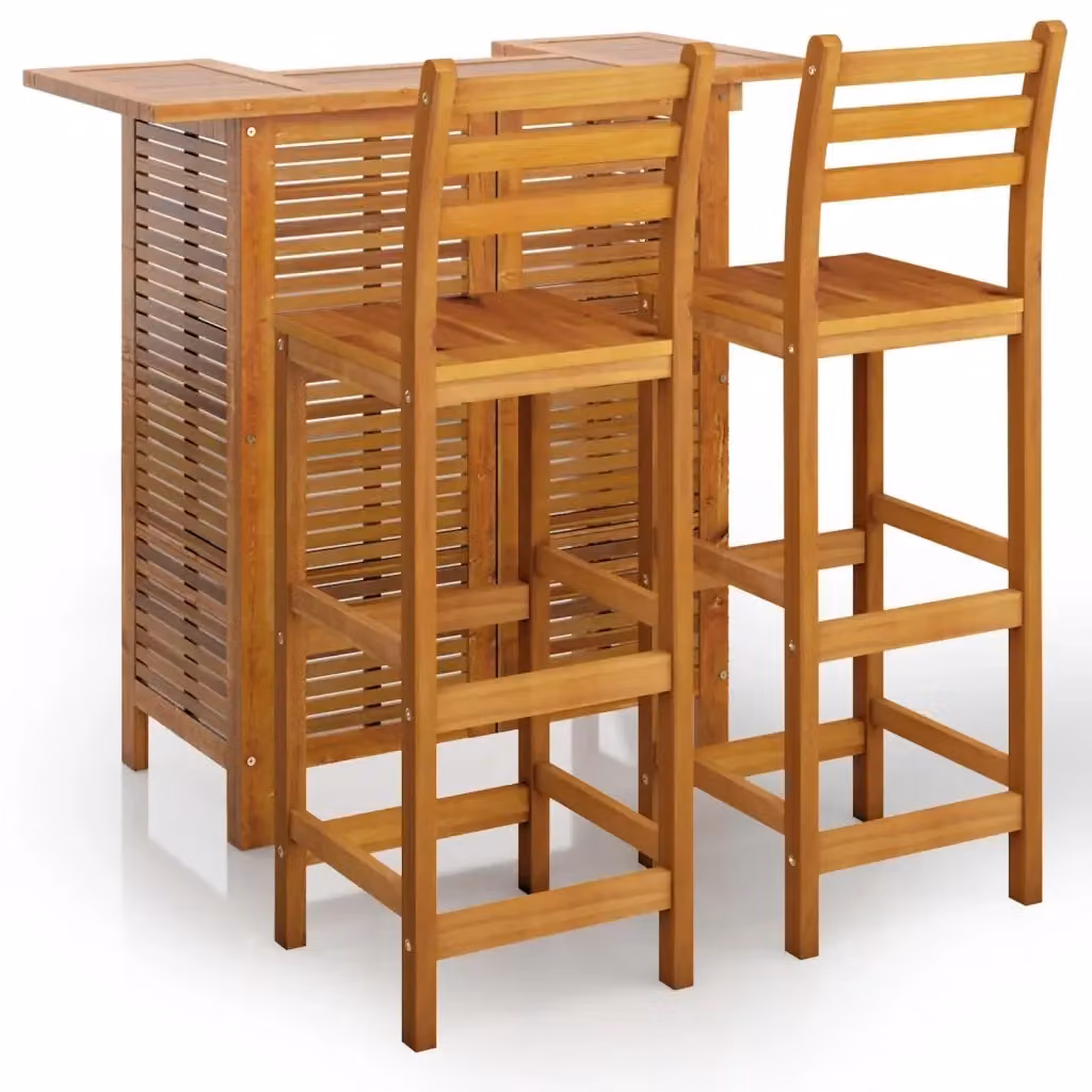 vidaXL Set da Bar per Giardino 3 pz in Legno di Acacia Marrone – 2