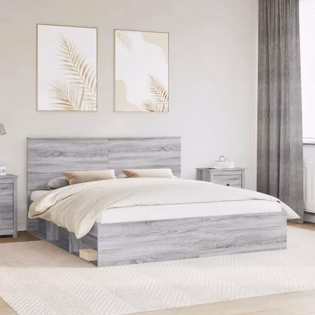 Struttura del letto-Giroletto Grigio Sonoma 180 x 200 cm Pino massello 508374