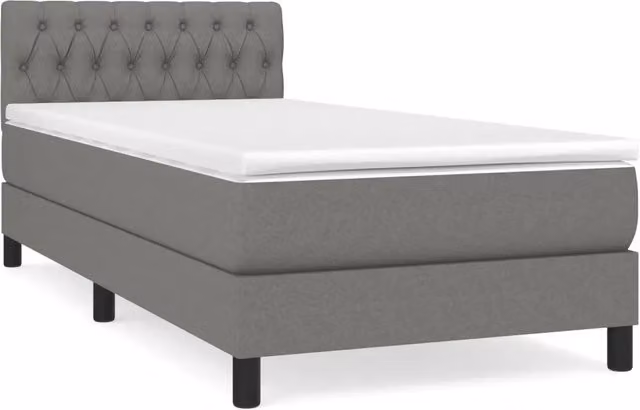 Letto singolo | Letto per adulti | Giroletto a Molle con Materasso Grigio Scuro 90x190 cm Tessuto