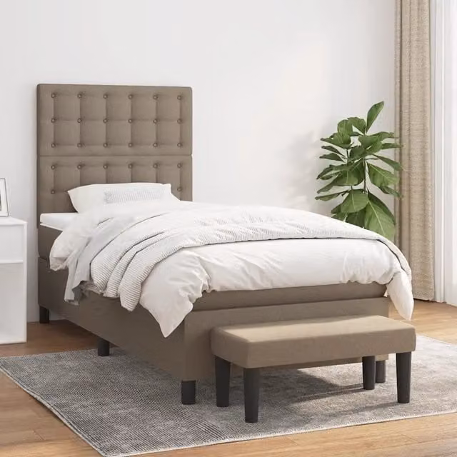 Letto Ibrido con Giroletto a Molle e Materasso vidaXL in Tessuto Beige e Bianco L/P: 200 x 80 cm – 1