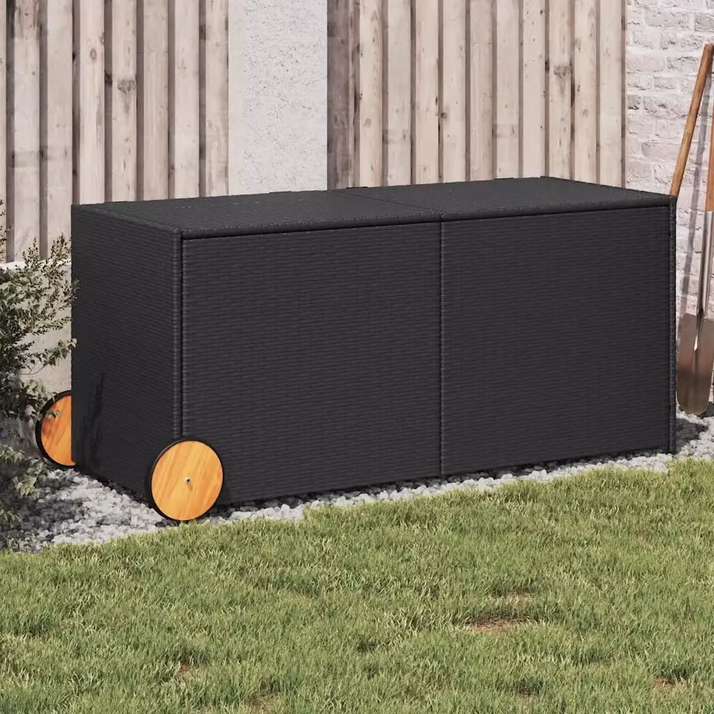 Tavolo da giardino moderno in legno di acacia oliato nero L: 127,0 cm, P: 59,5 cm, H: 55,0 cm – 2
