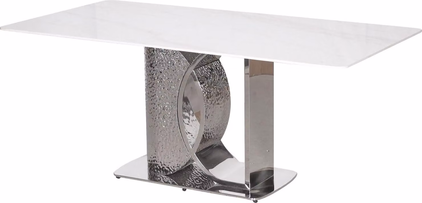 FURNLUX Tavolo da pranzo Modig Marble White And Silver 180cm / Colore principale: Bianco / Dimensioni: 180 x 75 x 90 cm