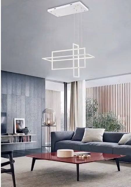 Lampadario a sospensione moderno Trade Shop Traesio con 3 rettangoli LED bianco