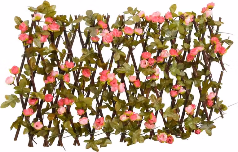 Maison Exclusive - Griglia decorativa con edera artificiale, espandibile, color rosa scuro, dimensioni 180x30 cm
