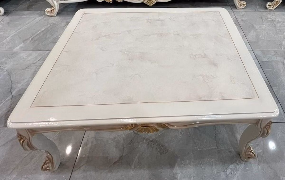 Casa Padrino tavolino barocco bianco/oro - Tavolo da salotto barocco fatto a mano - Mobili da salotto in stile barocco - Arredamento barocco - Mobili barocchi - Mobili in stile barocco