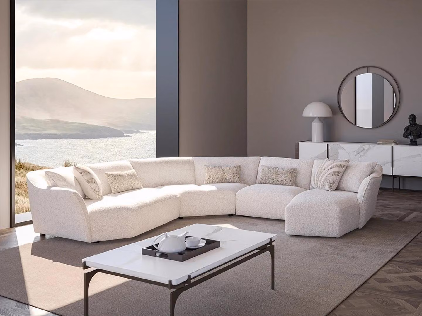 Luxus Wohnzimmer Ecksofa U-Form Set Garnitur Couchtisch Möbel