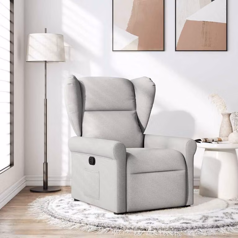 vidaXL Poltrona Reclinabile Relax in Tessuto Grigio con Braccioli e Meccanismo Manuale