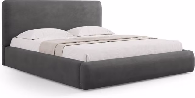 Letto con cassettone e testiera Colonel Cosmopolitan Design in ciniglia grigio scuro L/P/H: 200 x 140 x 100 cm – 1
