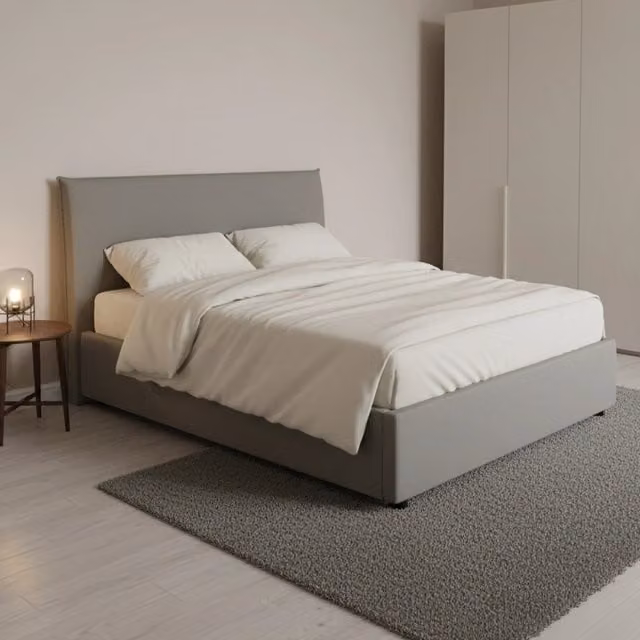 Letto Anyta Talamo Italia Piazza e Mezza con Base Contenitore, Grigio, L 120 x P 200 cm