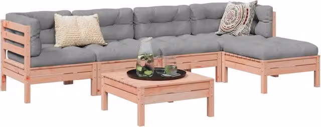 Set Divani Giardino 6 pz Cuscini Legno Massello Abete Douglas 3299406
