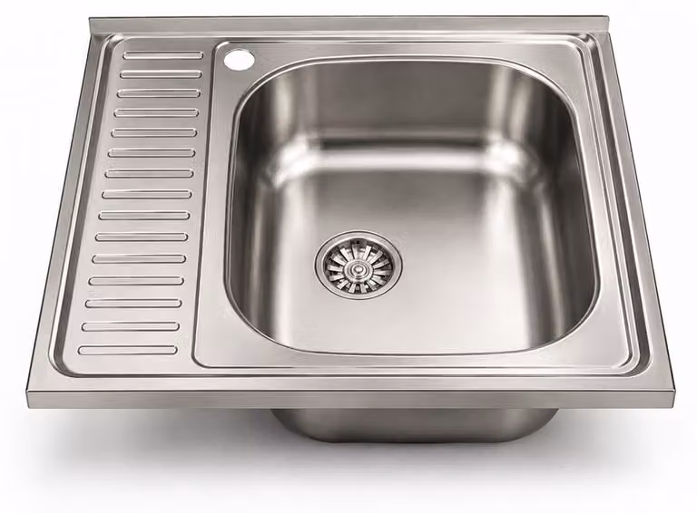 Lavello cucina quadrato da appoggio 60x60x15H una vasca inox SA24