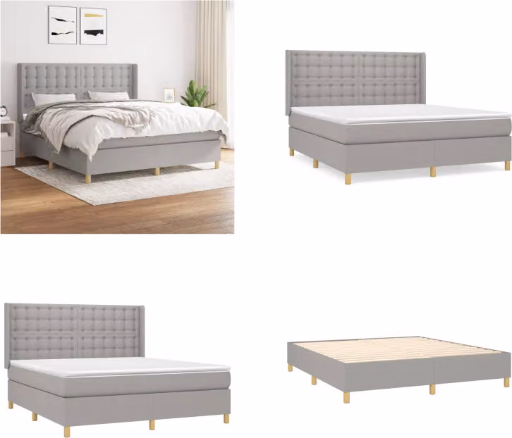 vidaXL Letto a molle con materasso in tessuto grigio chiaro 160x200 cm - Letto a molle - Boxspringbetten - Bett - Schlafzimmermöbel