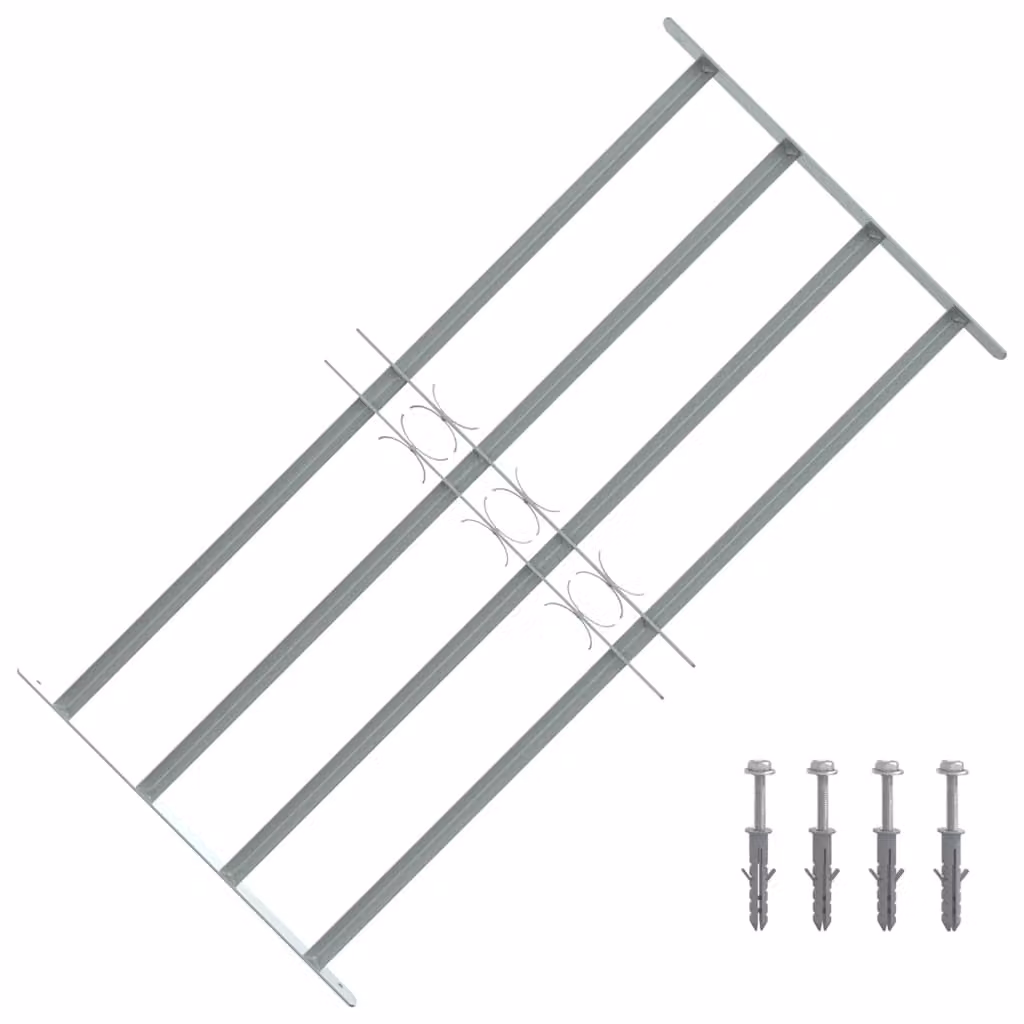 Grate per finestre regolabili con 4 barre trasversali vidaXL in acciaio galvanizzato argento, L/P/H: 105 x 60 x 60 cm