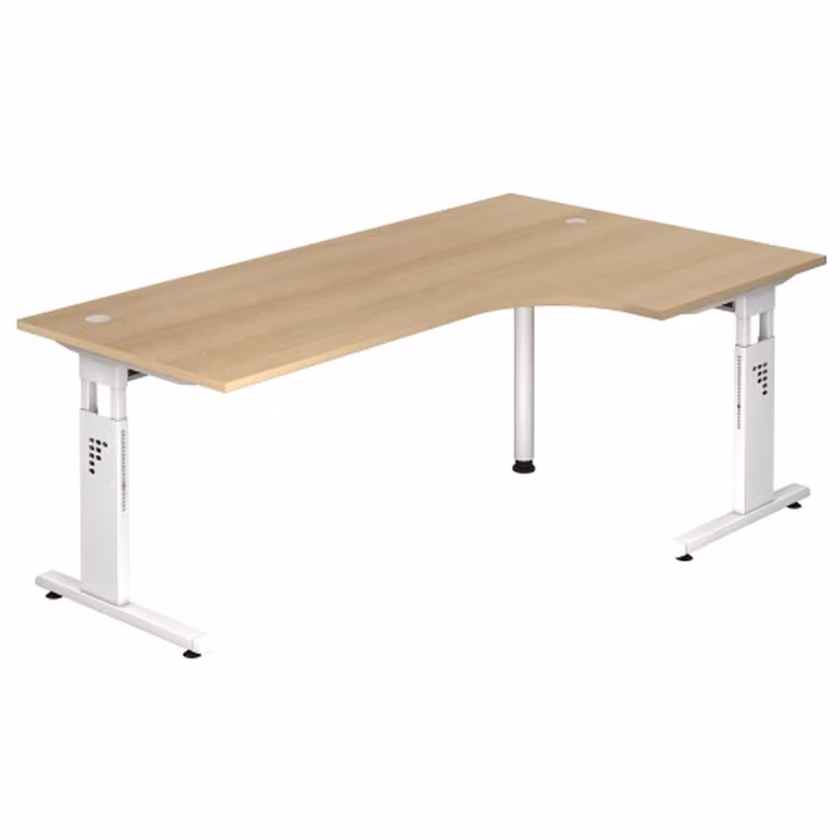 MEGA 82 W - Base a C in legno argento 200 x 120 regolabile in altezza rovere/bianco