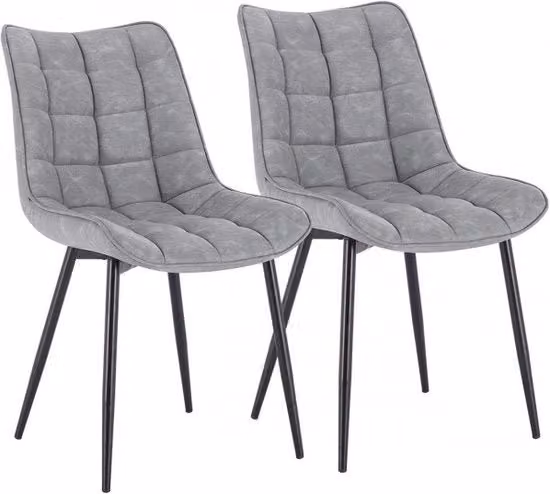 Sedie da Cucina - Qualità Premium Pelle Artificiale - Per la Sala da Pranzo, Salotto & Camera da Letto - Set da 2 - Grigio chiaro