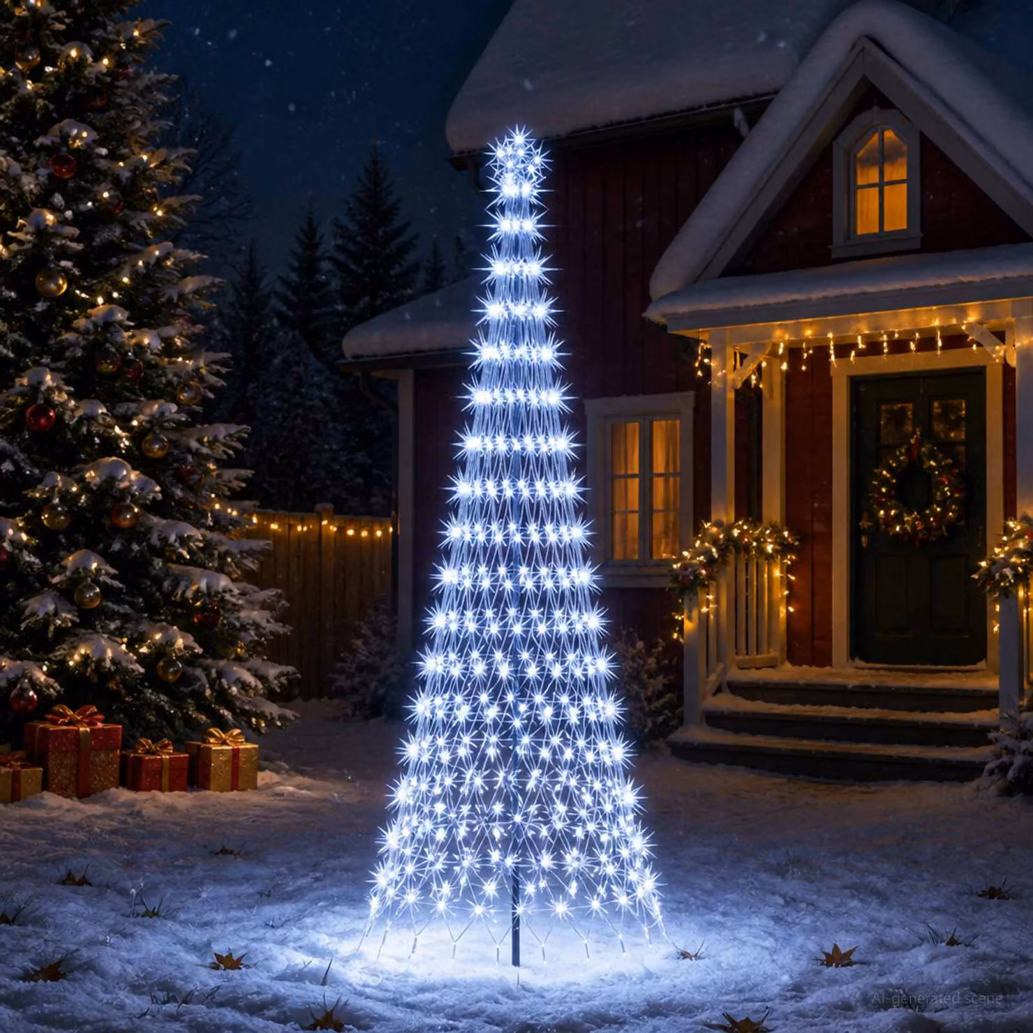 vidaXL Albero di Natale LED 300 cm 350 LED Bianco freddo Ferro Nero
