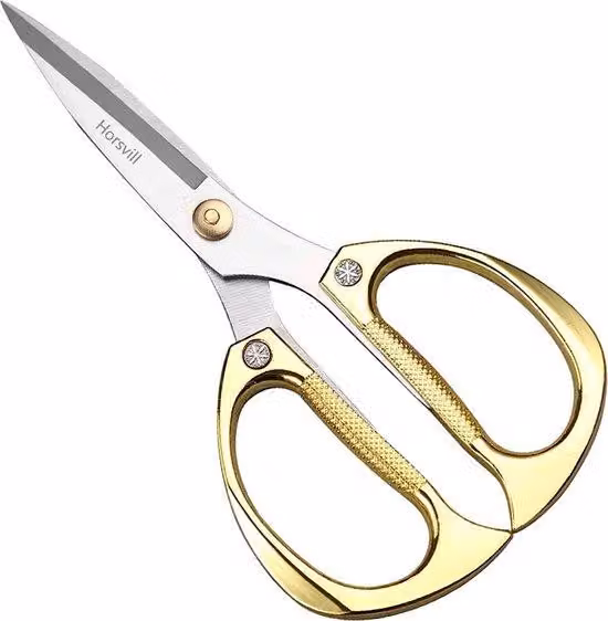 Set di forbici da taglio premium, lama destra, forbici per rose, forbici per prato, forbici per erbe aromatiche e forbici per bonsai, acciaio inossidabile rinforzato di alta qualità, forbici ad occhiello per frutta, fiori e verdura (oro)