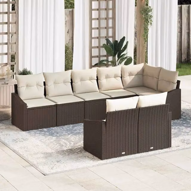 Set di divani 8 pz Marrone polyrattan 3346768