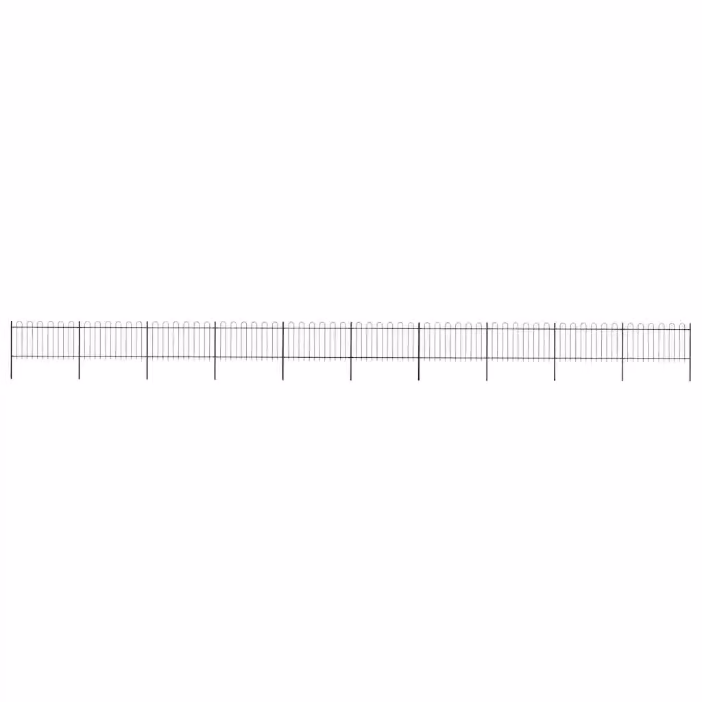 Recinzione da giardino vidaXL in acciaio con parte superiore ad anello, colore nero, L: 1673 cm, H: 100 cm