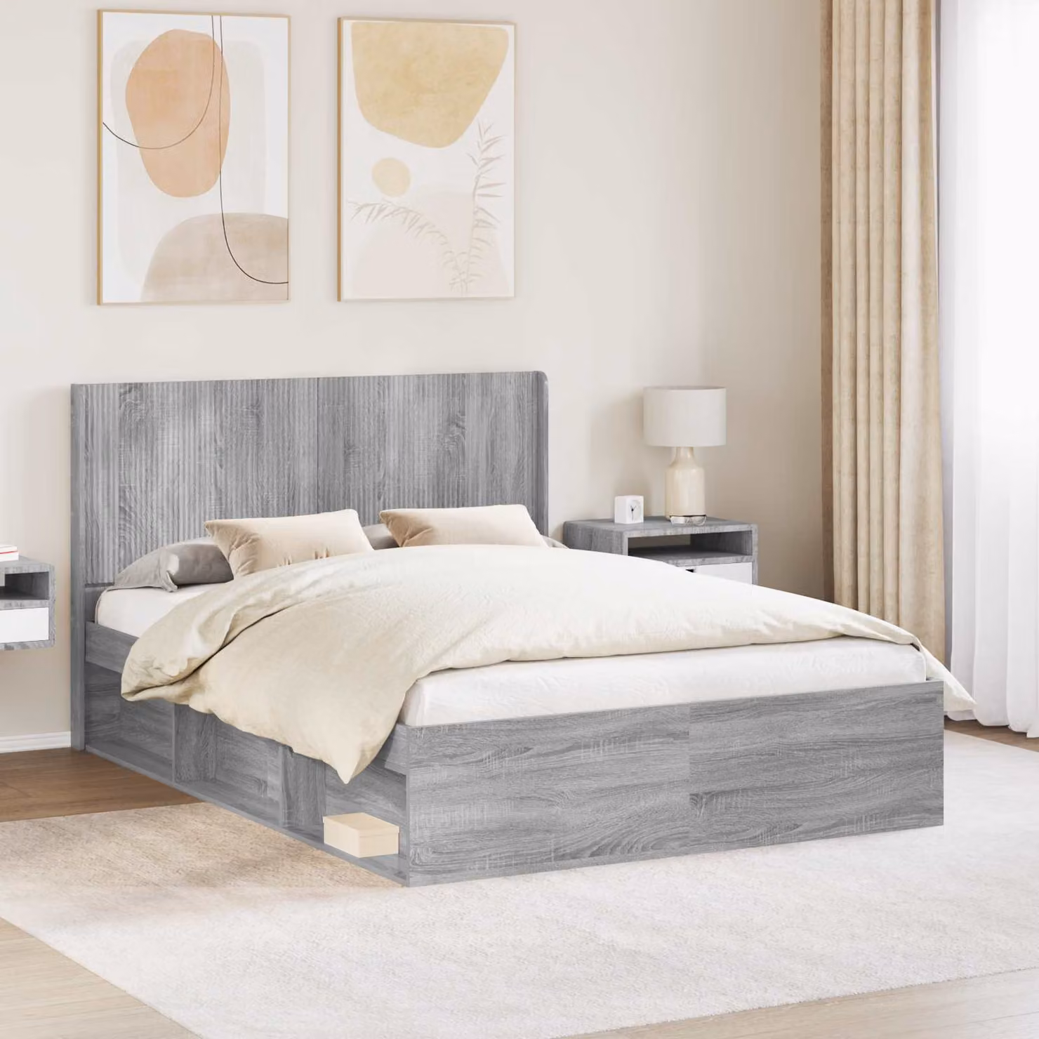 Testiera Letto vidaXL Sonoma Grigio in Legno MDF