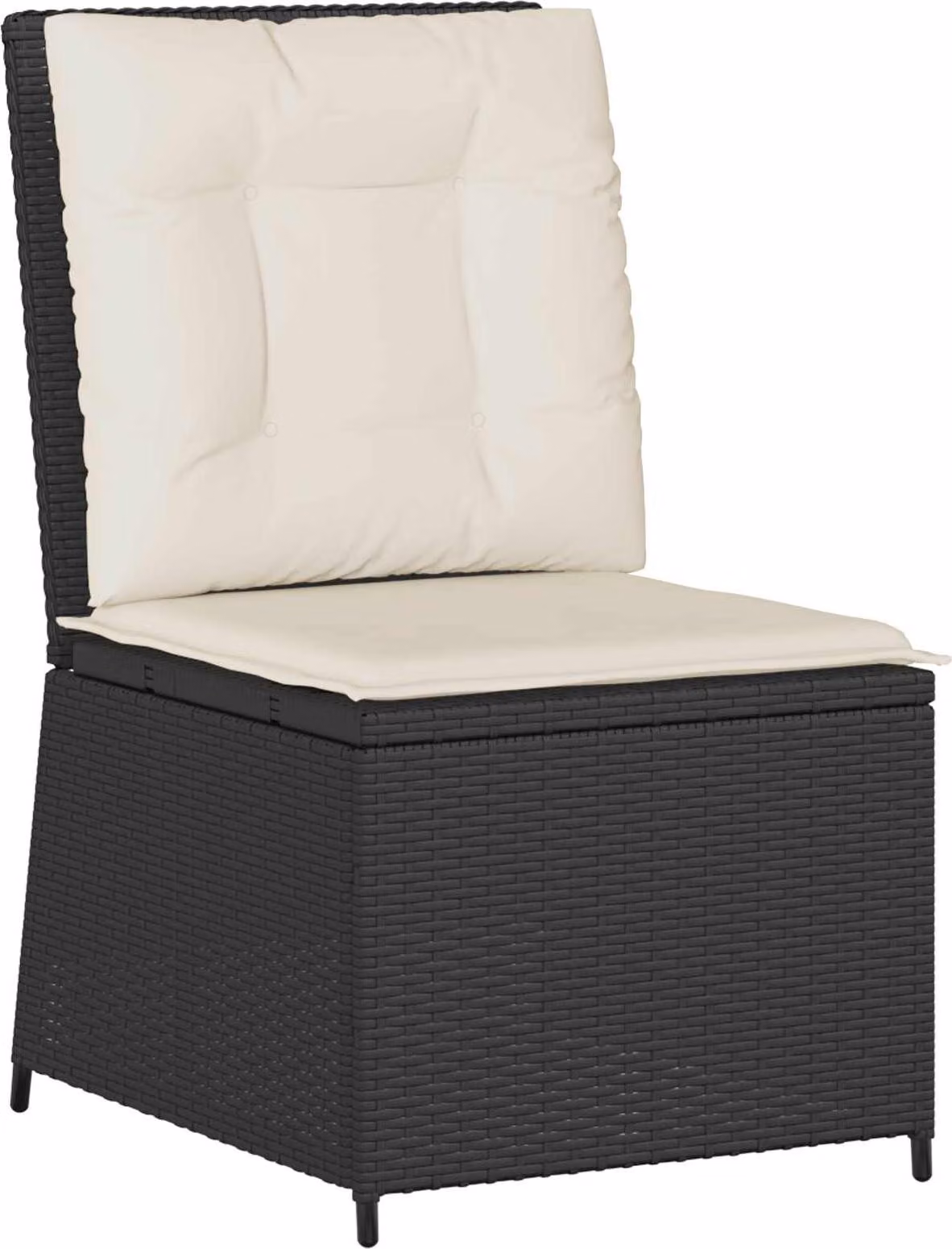 Divano da giardino con cuscino Nero e Bianco Crema polyrattan