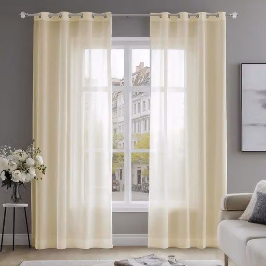 Set composto da due telai semitrasparenti - effetto cotone - 140 x 137 cm - beige