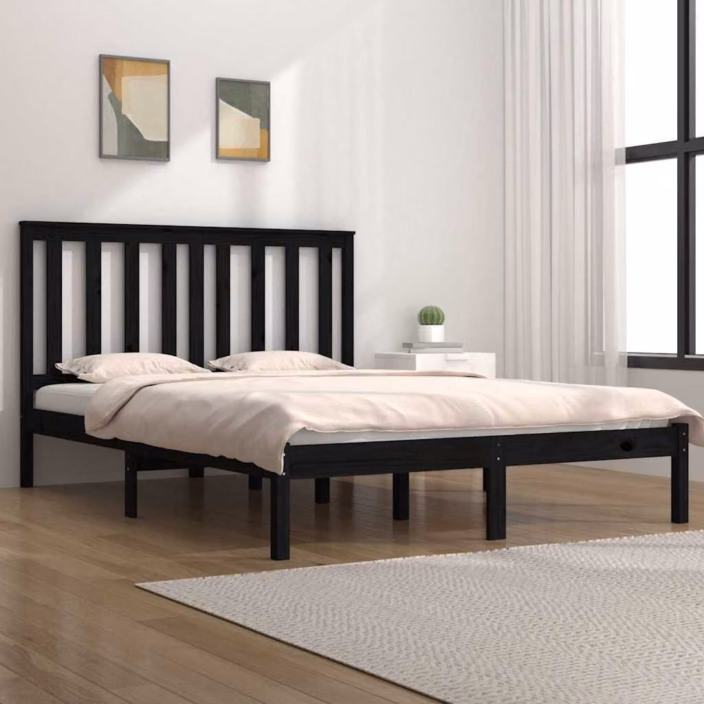 Giroletto vidaXL in legno massello di pino nero L 140 x P 190 cm – 1