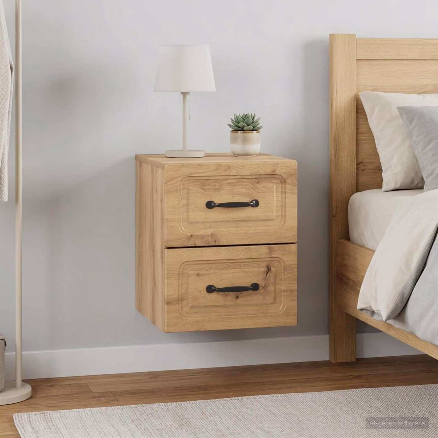 Set di 2 comodini sospesi vidaXL in stile moderno colore marrone opaco L/P/H: 34,5 x 17,4 x 33,0 cm