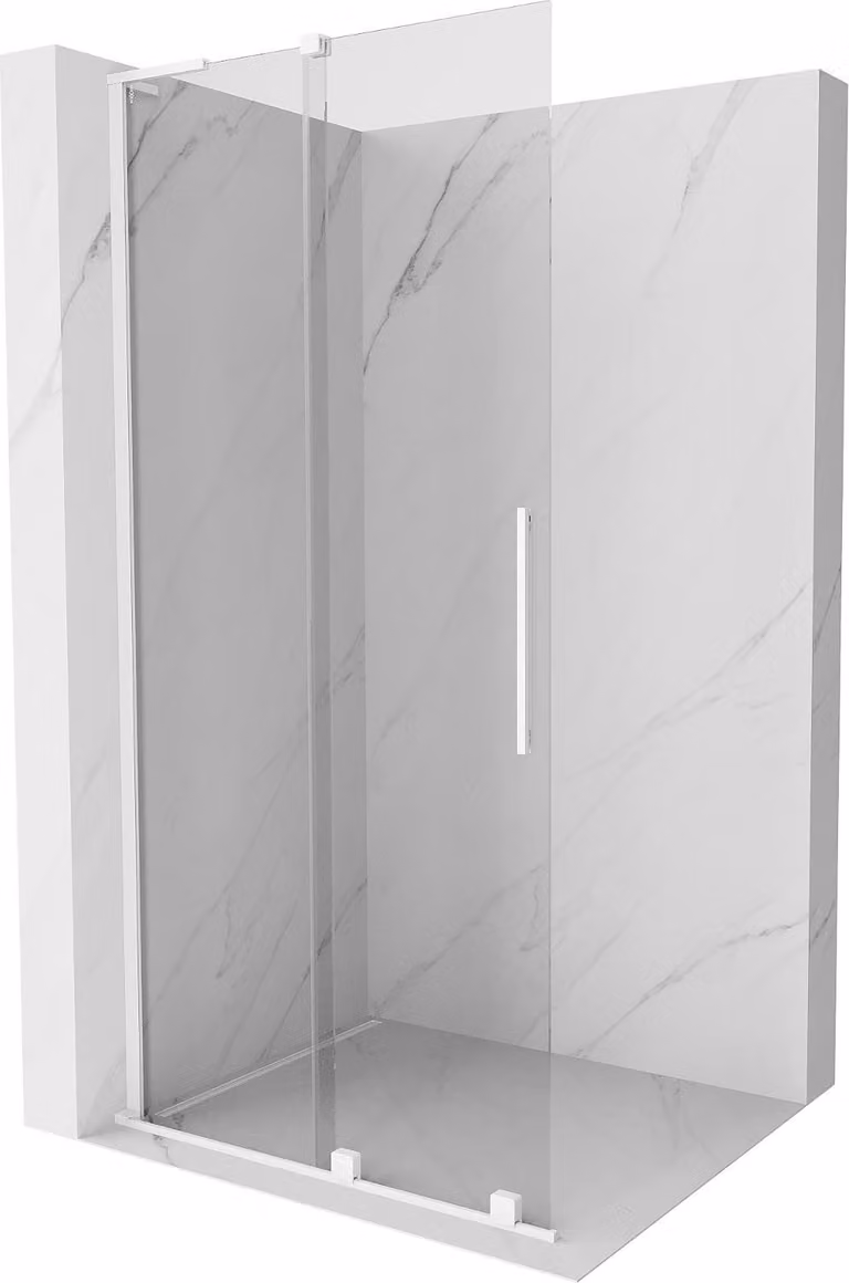 Mexen Velar L parete doccia scorrevole Walk-in 90 x 200 cm, trasparente 8 mm, bianca - 871-090-003-03-20