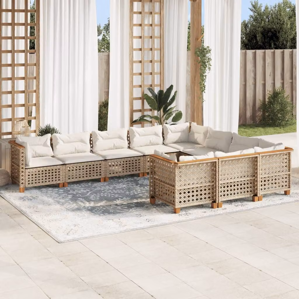 Maison Exclusive - Set da giardino 10 pezzi con cuscini in polyrattan beige