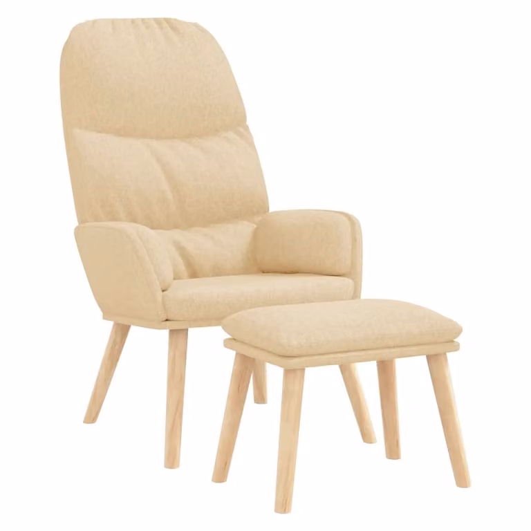 vidaXL Poltrona relax con sgabello in tessuto crema