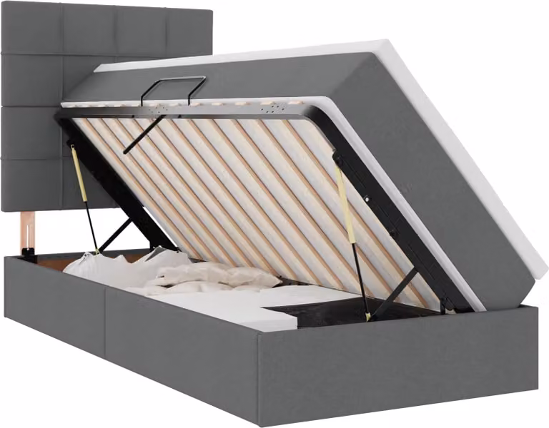 Letto con contenitore LED e materasso Grigio Scuro 90 x 190 cm